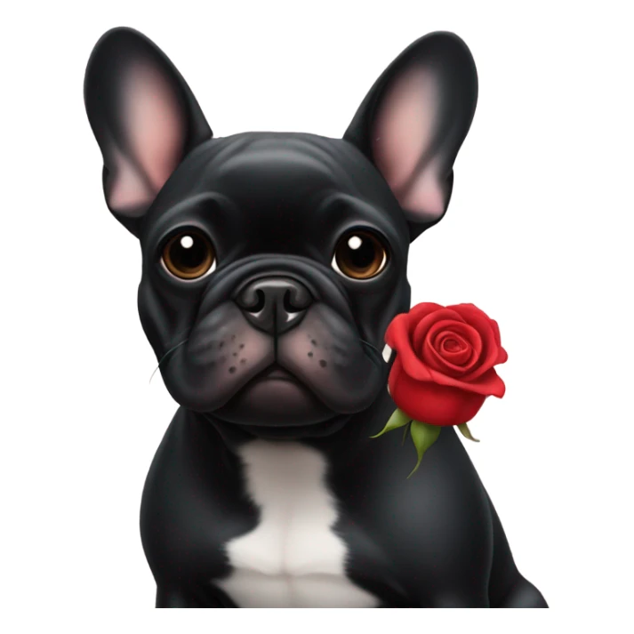 French bulldog black with rose sticker
