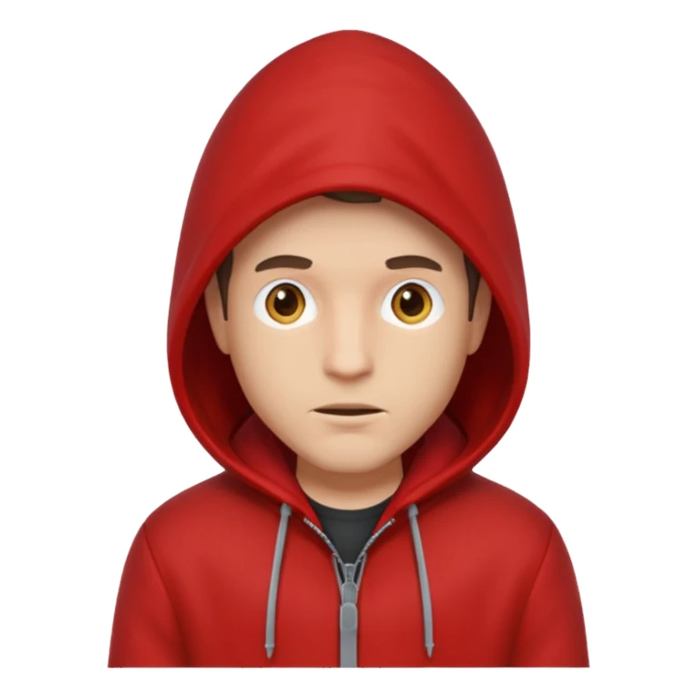 Man in red coat, hood up sticker