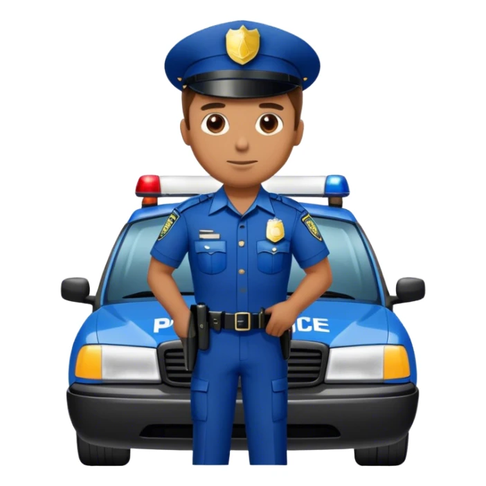 Police officer with his car sticker