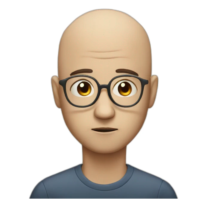 Sad bald man with glasses sticker