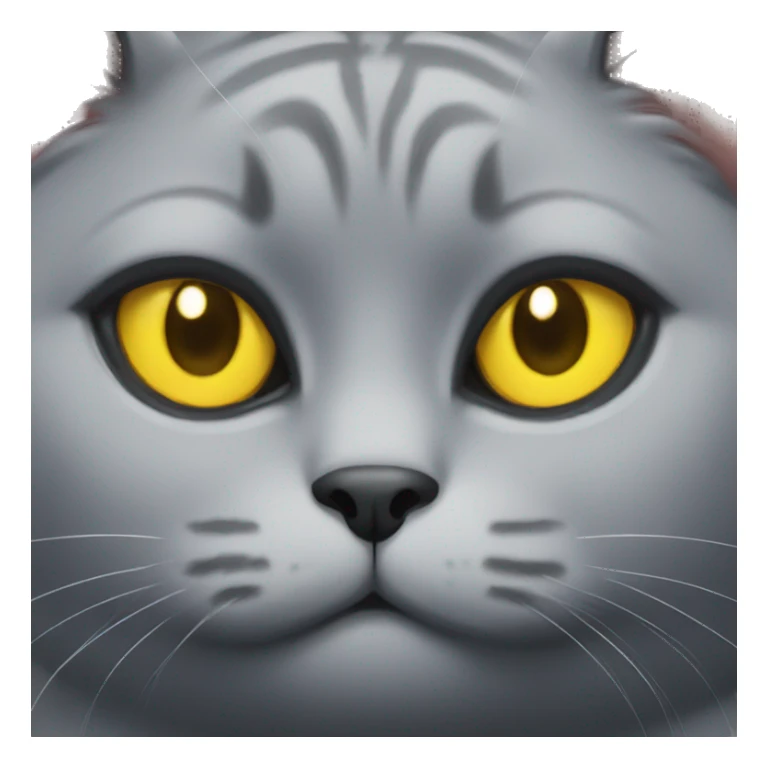 fat grey cat with yellow eyes  sticker