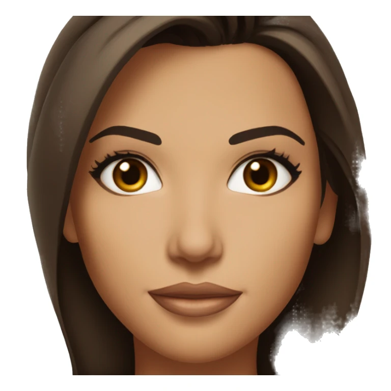 3/4 face, contrasted, shadow, light, Eva Longoria expression, relaxed, thin nose, brunette woman, hazel eyes, long eyelashes, dark shoulder shaded hair, white t-shirt sticker