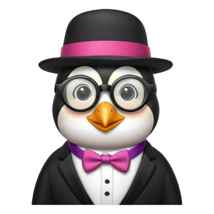 penguin wearing glasses and a hat sticker