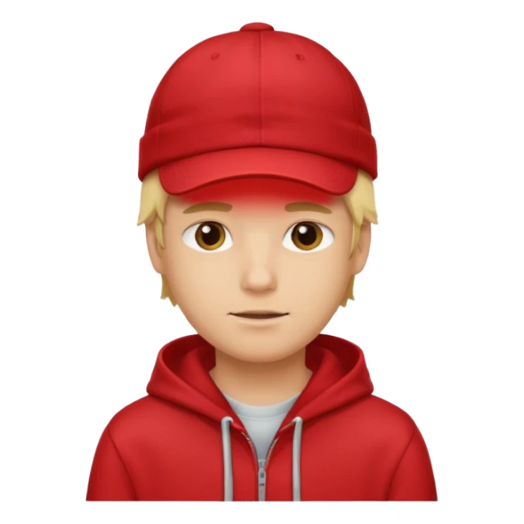 blonde guy with cap and red hoodie sticker