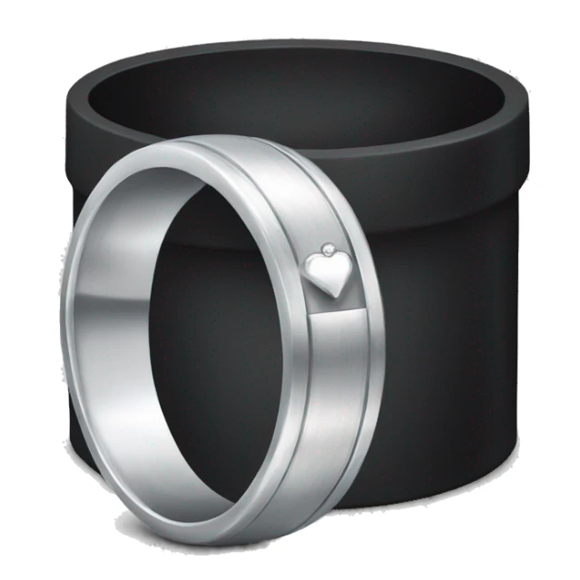 silver wedding band in a black ring box sticker