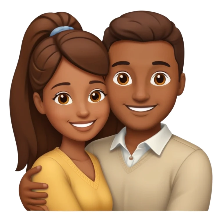 brown skin couple with love sticker