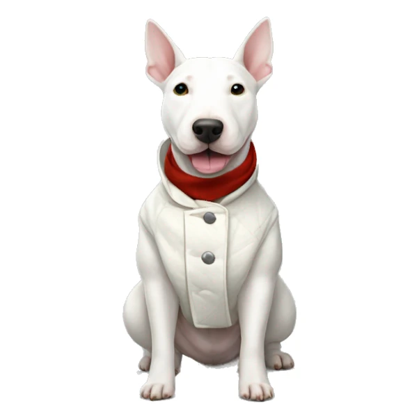 White Bull terrier in coat sticker