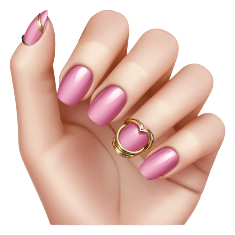 Pink cat eye nails with gold rings  sticker