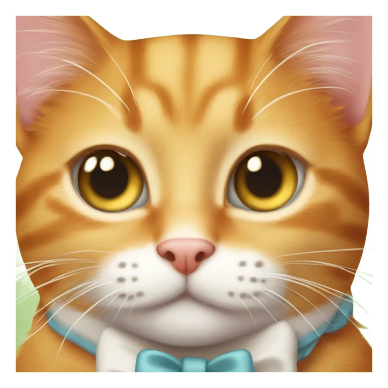 innocent eyed ginger tabby cat with a white bow  sticker