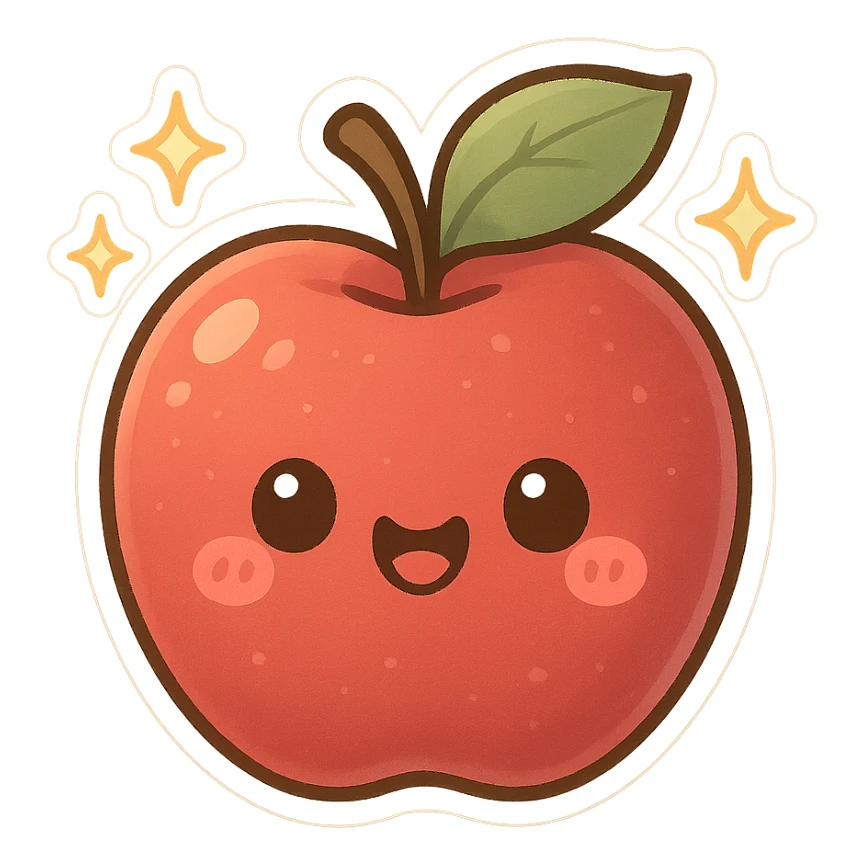 Sparkling Q-version sticker apple, cute and exaggerated sticker