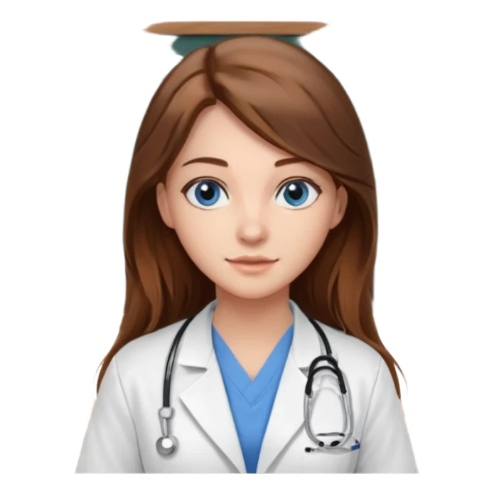 inside a classroom at university that says nursing school on the board with a pretty female nursing student with long brown hair, blue eyes sticker