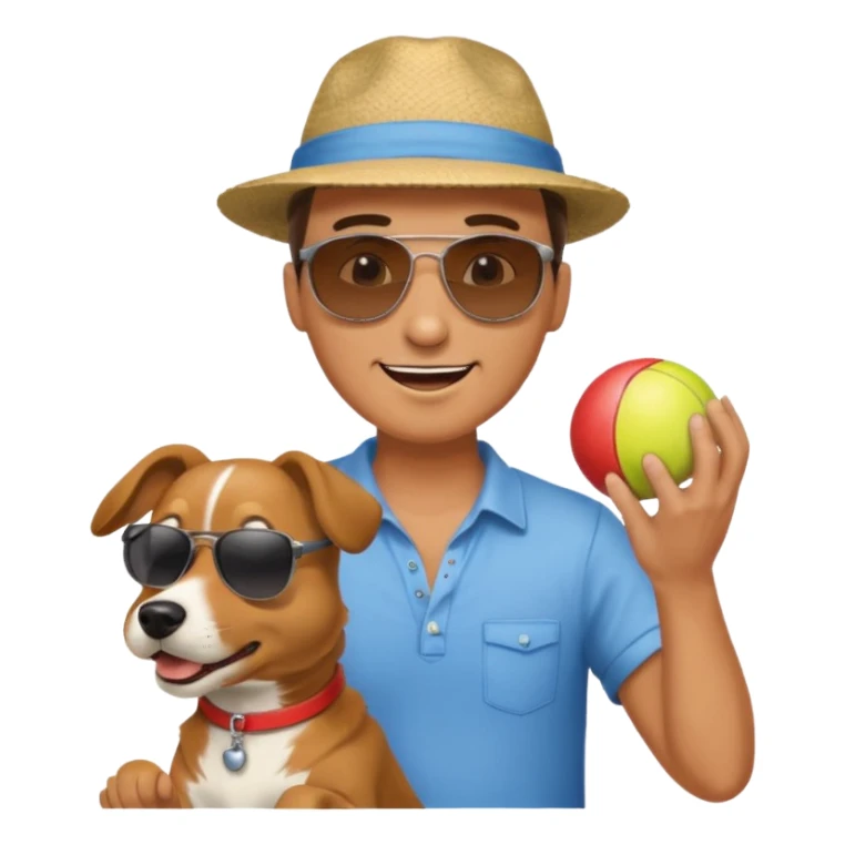 Men is playing with his dog sticker