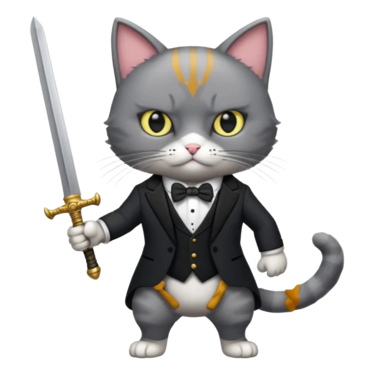 cat corleone mafia sword rpg game sticker