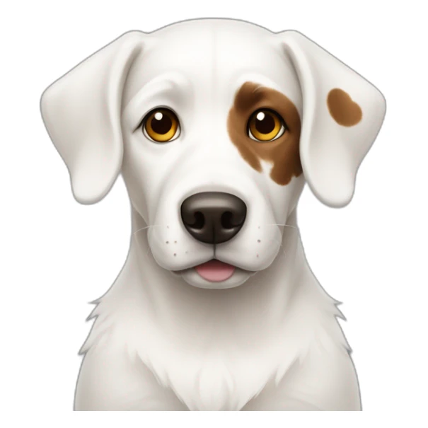 white dog sitting down with brown spots on his ears sticker