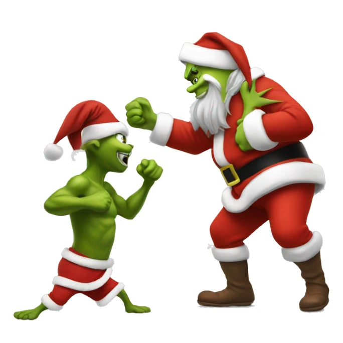 Santa punching the grinch sticker