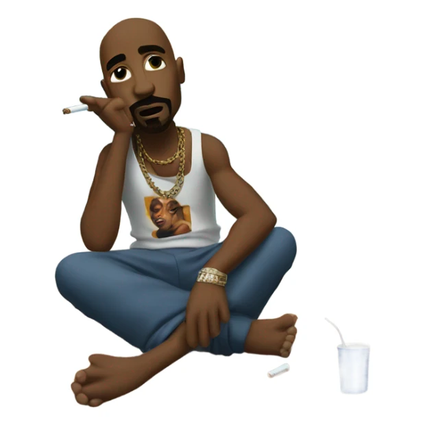 tupac smoking on the beach sticker
