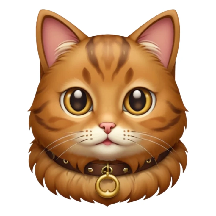 cat with bell coller brown cute big eyes sticker