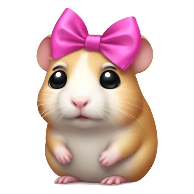 Sad hamster with a pink bow head sticker
