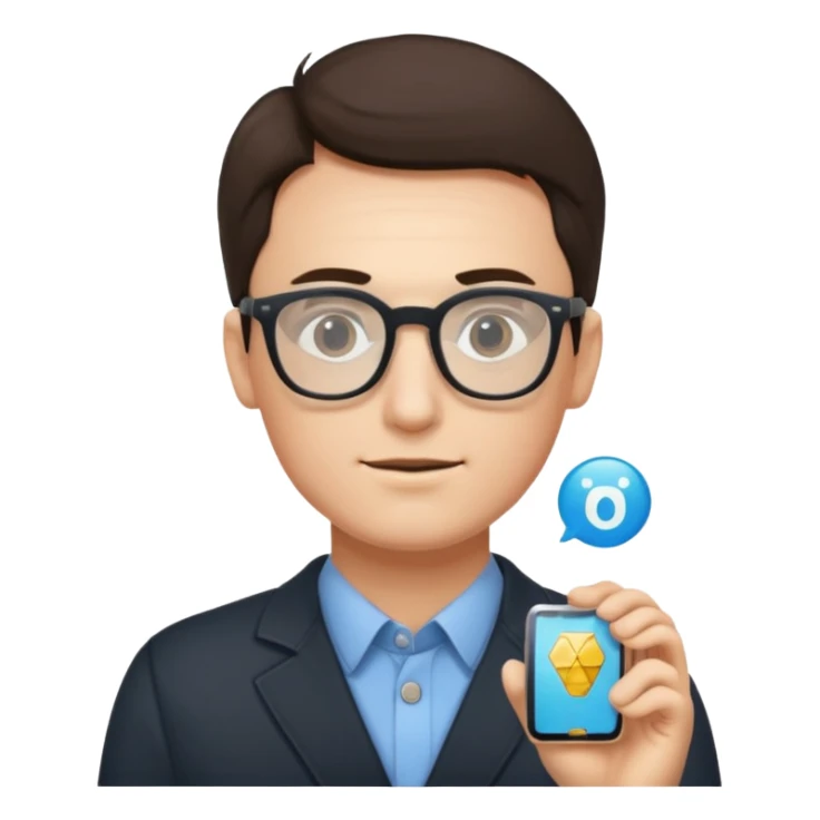 a man with a small AI chip next to him sticker