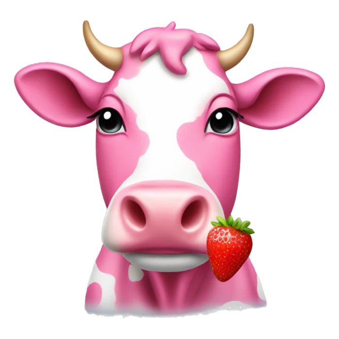 Pink cow with strawberries for spots  sticker