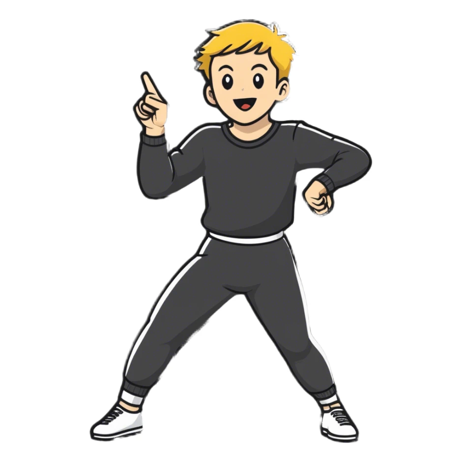 TEXT “Who are you? I am dancer!” sticker