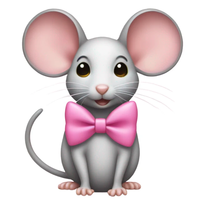 Mouse with a pink bow and yellow heart sticker