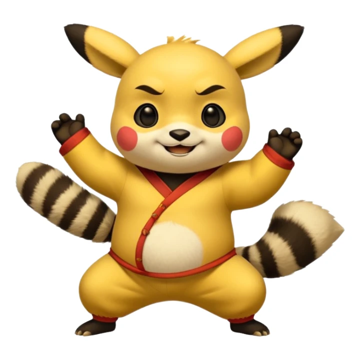 Pickachu with Kung fu panda po sticker