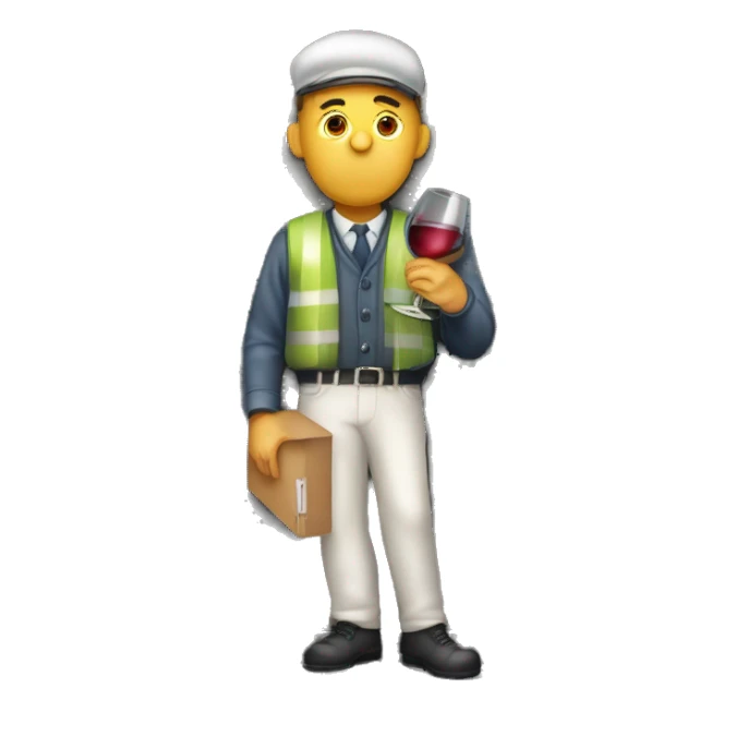 Funny Drunken postman leaning against mailbox with wine decanter sticker