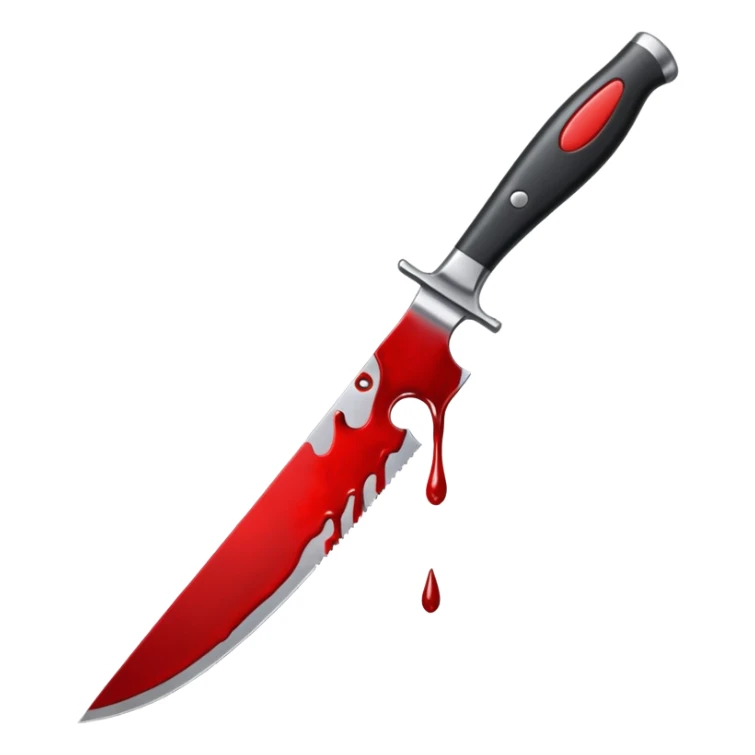  A knife with a black cutting handle with dripping blood on it sticker