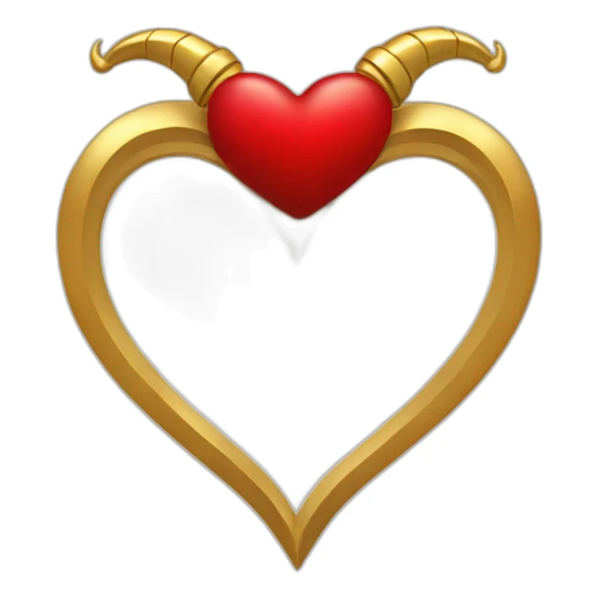 Red heart frame with gold horns sticker