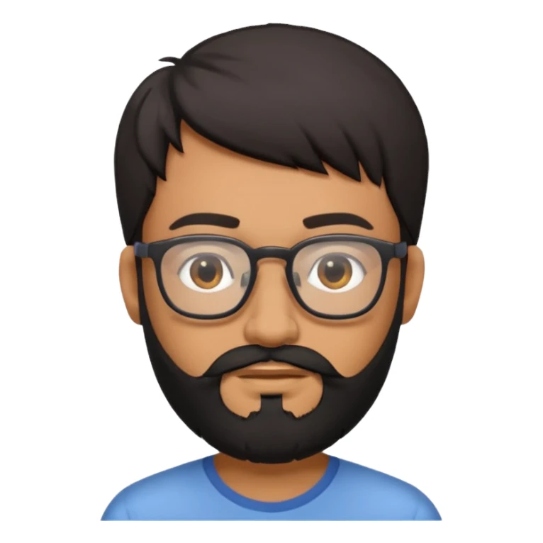 White Indian guy with glasses and a black beard sticker