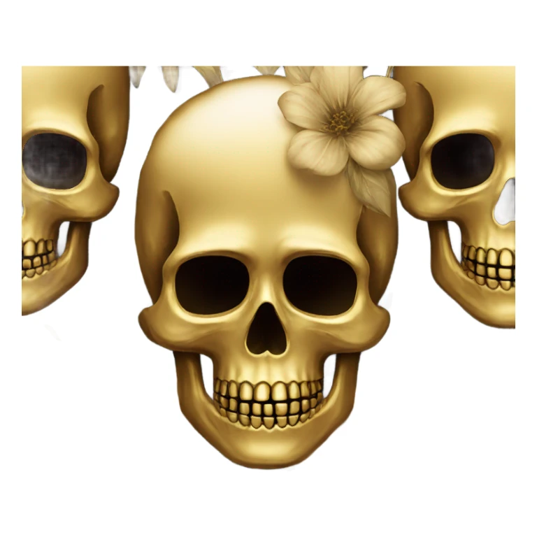 Golden skull with floral sticker