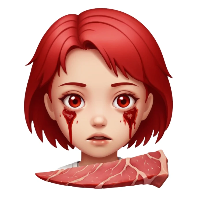 young girl made of meat sticker