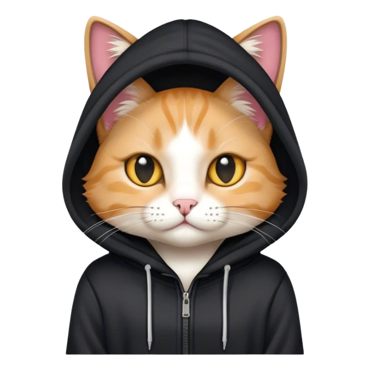 A cat with a black hoodie sticker