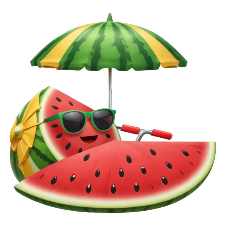 Watermelon with sunglasses and beach umbrella  sticker