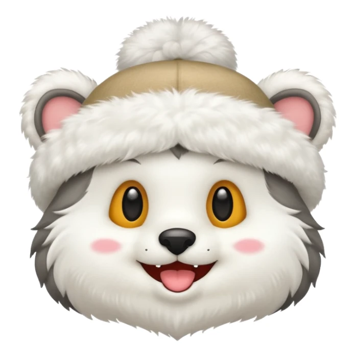 a hat with an animal smile sticker