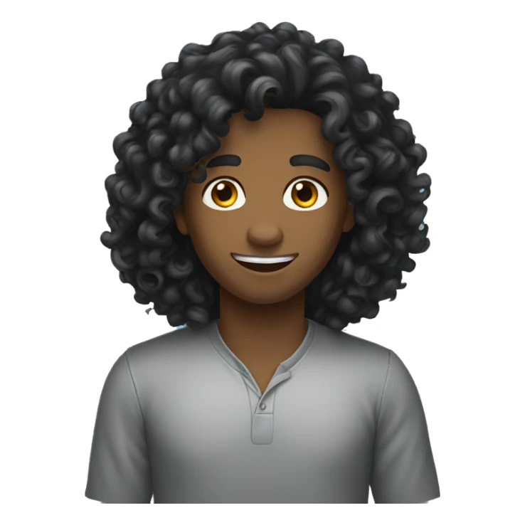 curly black long hair sticker