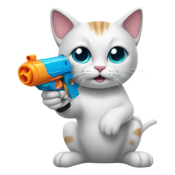 cat with a water gun sticker