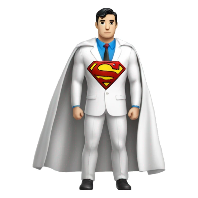 White suit superman with chest letter U sticker