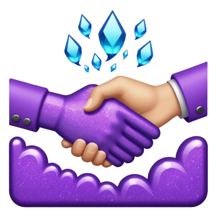 Glitter Purple and Cian handshake sticker