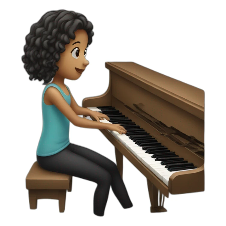 Girl playing piano sticker