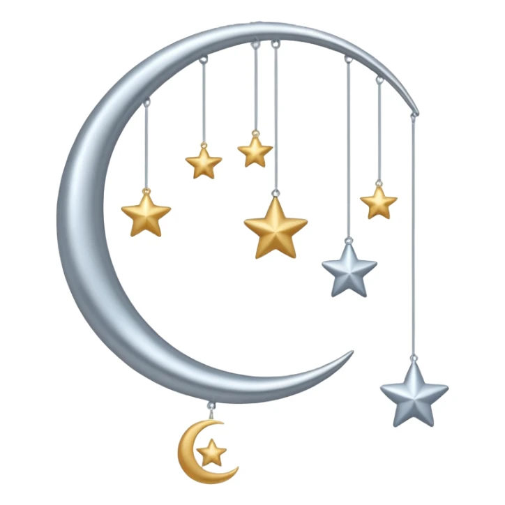 Hanging mobile with stars and moon sticker
