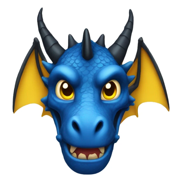 a dark blue dragon with yellow horns and black eyes sticker