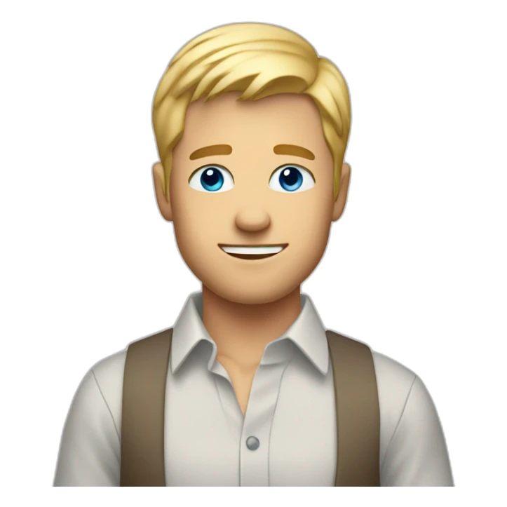 Blonde guy holding wine, button down shirt, blue eyes sticker