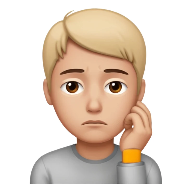 Emoji triste 😔 qui pense à M sticker