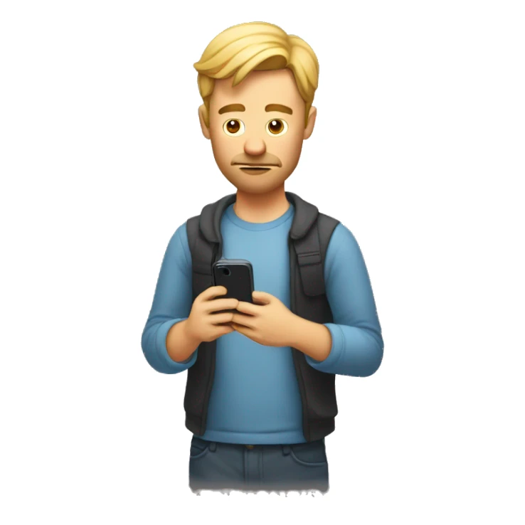 man completely distracted on his phone sticker