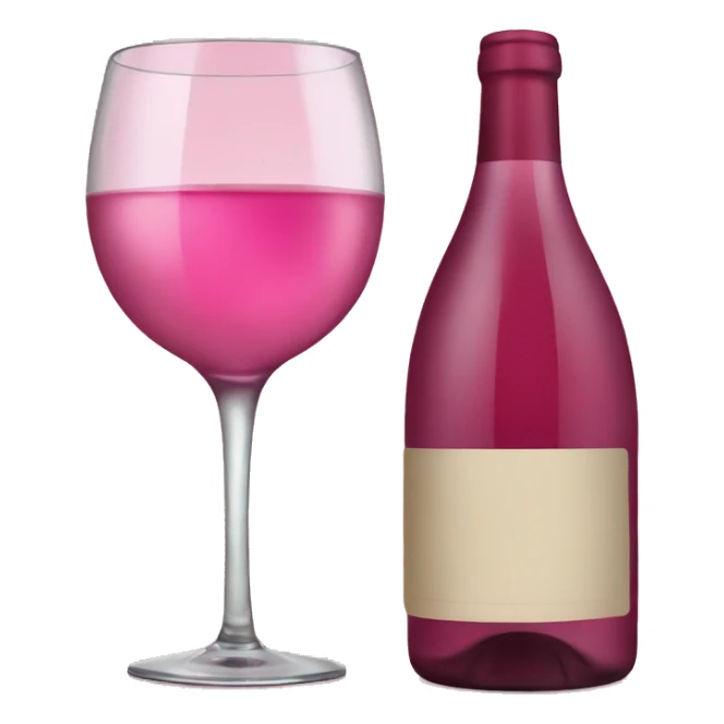 Pink wine bottle and wine glass sticker