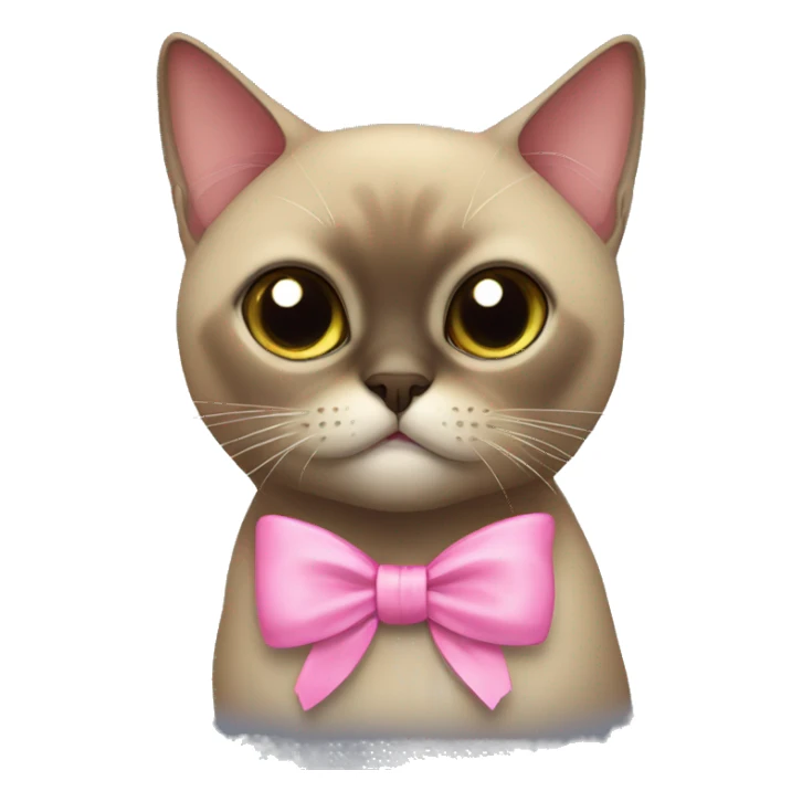 Cozy Burmese cat with pink bow sticker