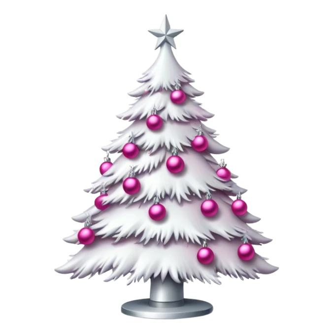 white Christmas tree with pink ornaments sticker