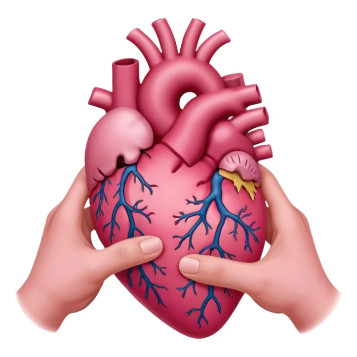 pink anatomical heart in hands sticker